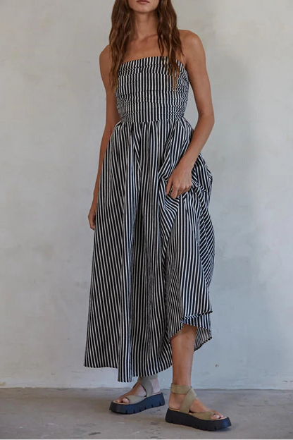 Wayland Strapless Midi Dress | Black + White