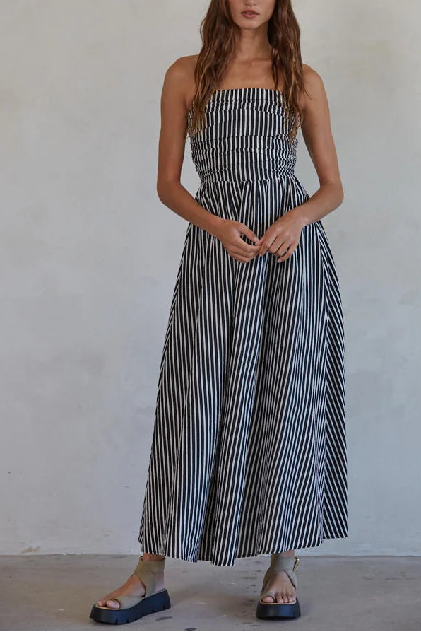 Wayland Strapless Midi Dress | Black + White
