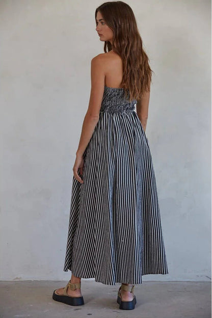 Wayland Strapless Midi Dress | Black + White