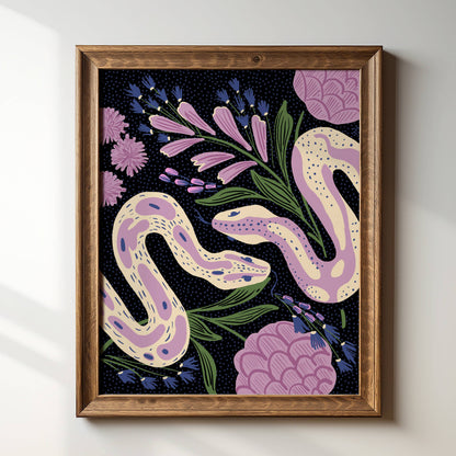 Twin Snakes Art Print | 8" x 10" Black
