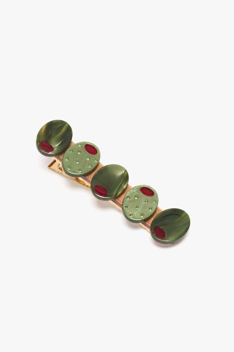 Green Olive Alligator Hair Clip