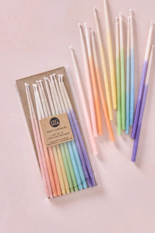 Tall Beeswax Birthday Candles | Rainbow Ombré