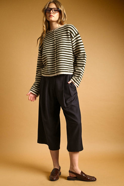 Lennox Stripe Cardigan | Olive + Oat