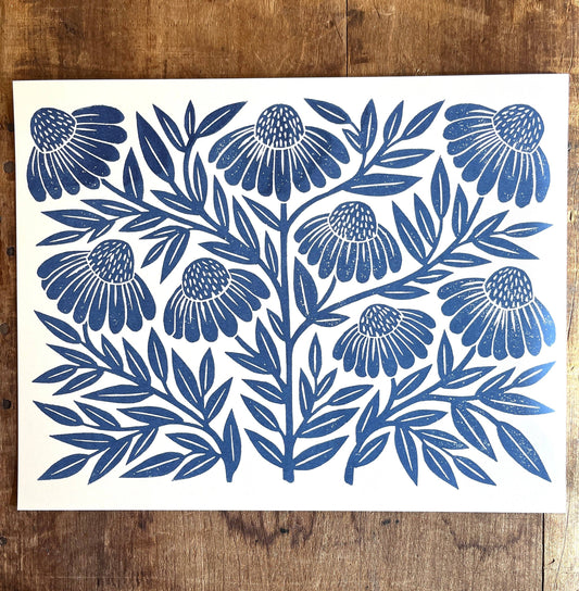 Garden Series Print | Navy Echinacea