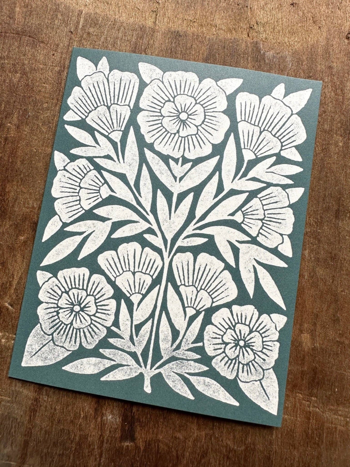 Green Blank Floral Card