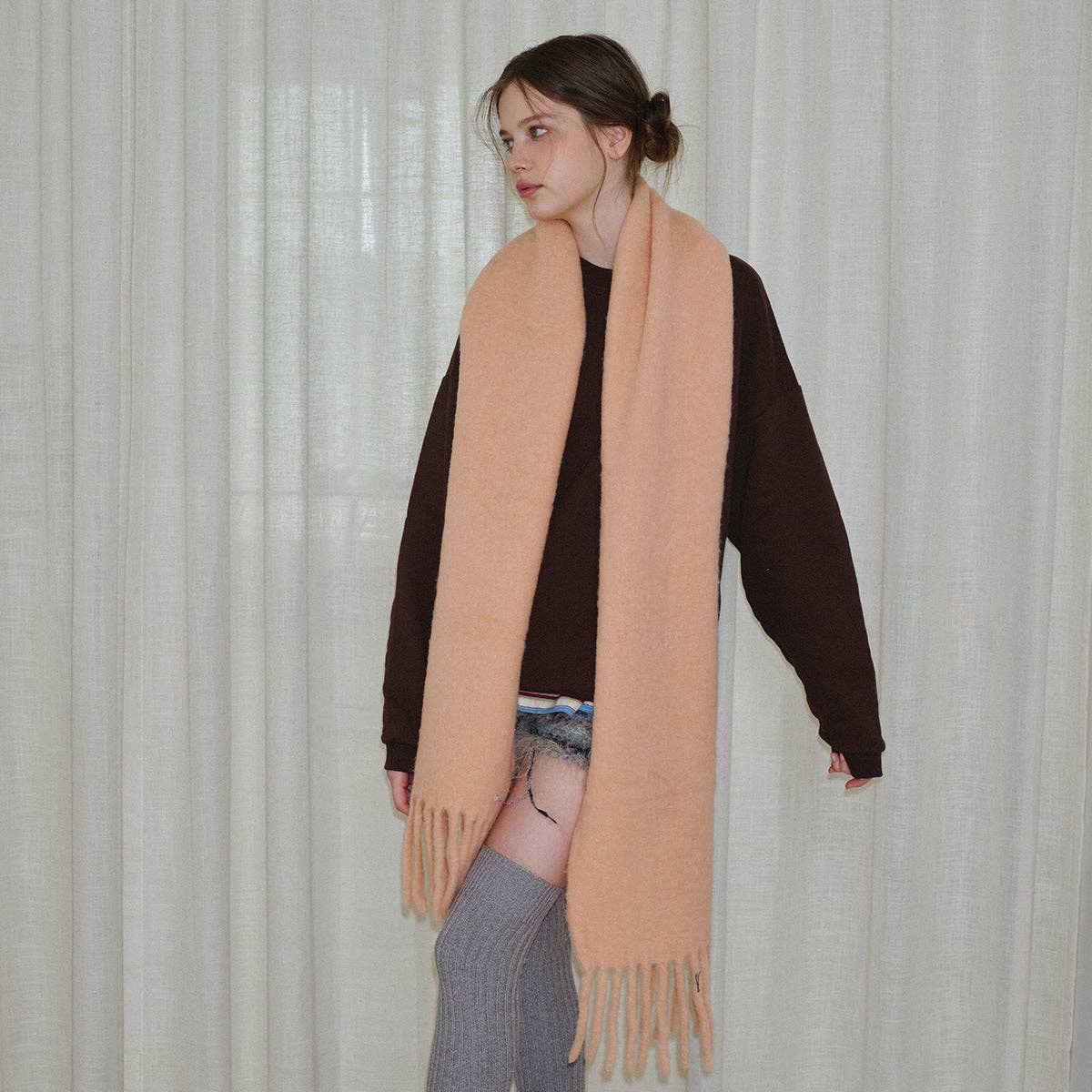 Soft Chunky Knit Scarf | Lavender Pink