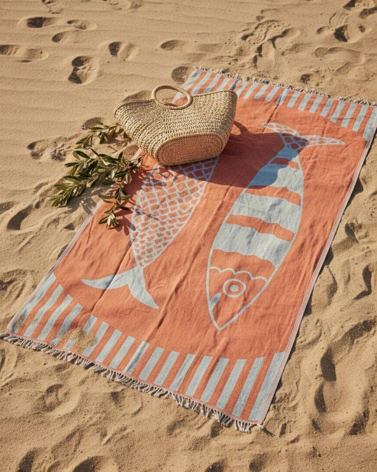 Sardine Beach Towel | Hot Pink + Orange