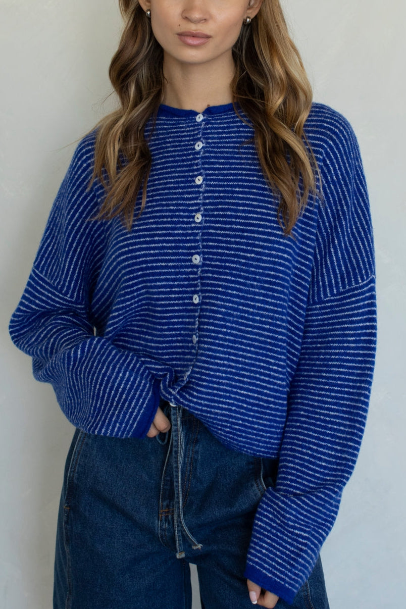 Piper Pin-Stripe Cardigan | Royal