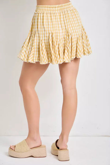 Gingham Mini Skirt | Yellow