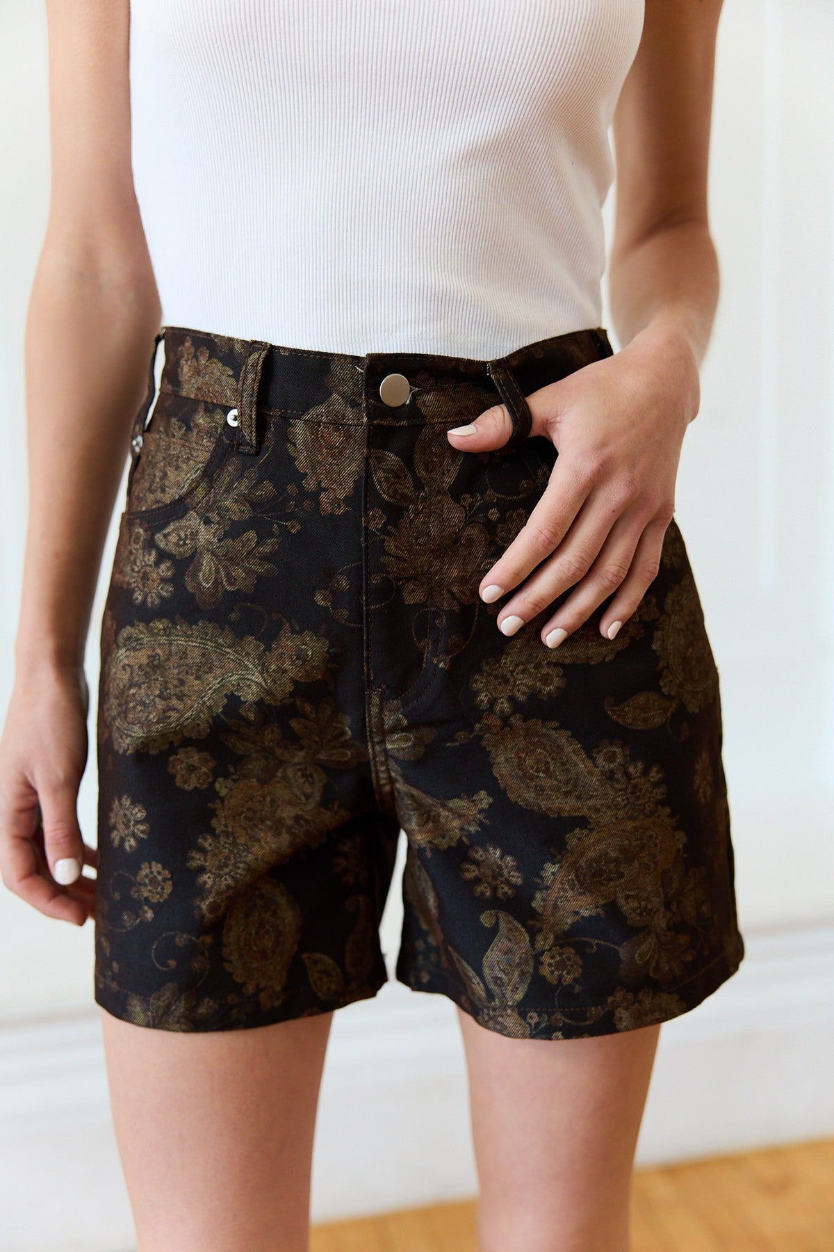 Vintage Paisley Shorts | Dark Brown