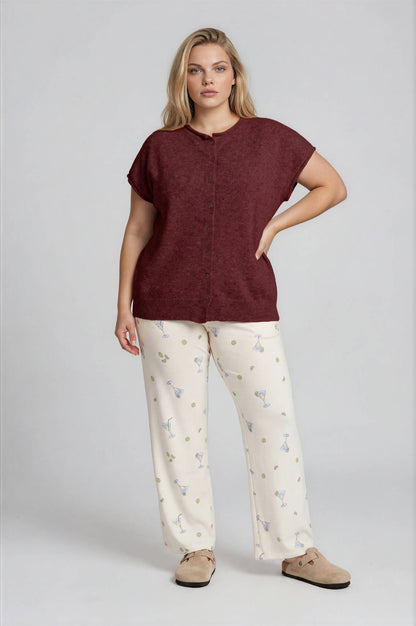 Short Sleeve Piper Cardigan | Burgundy