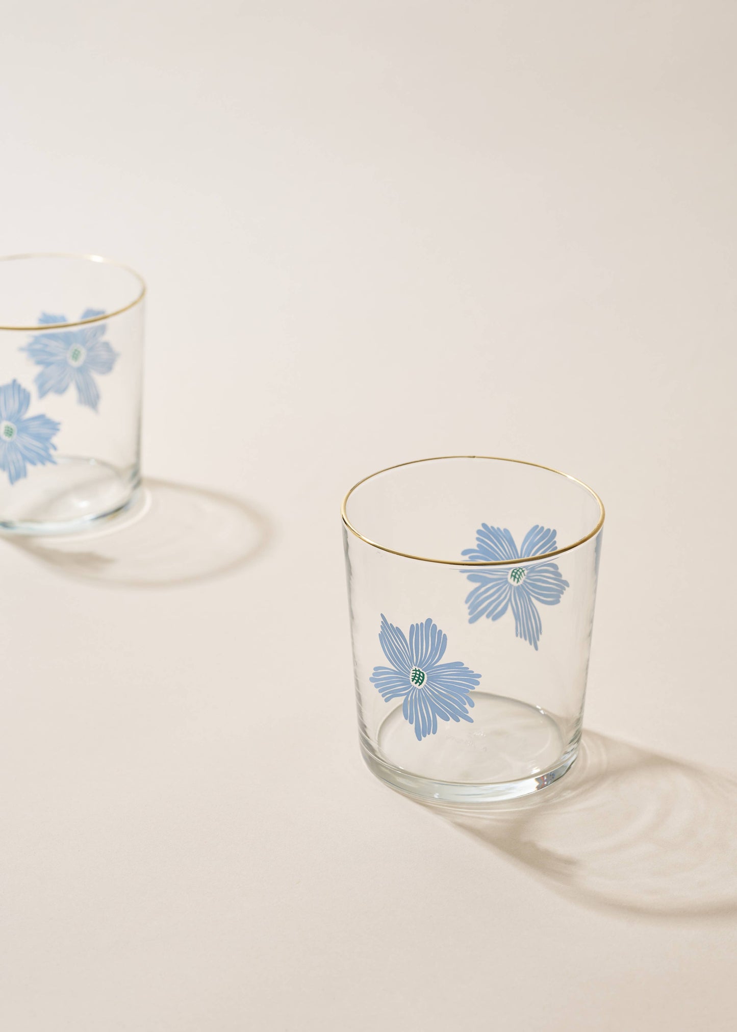 Blue Flower Glass Tumbler