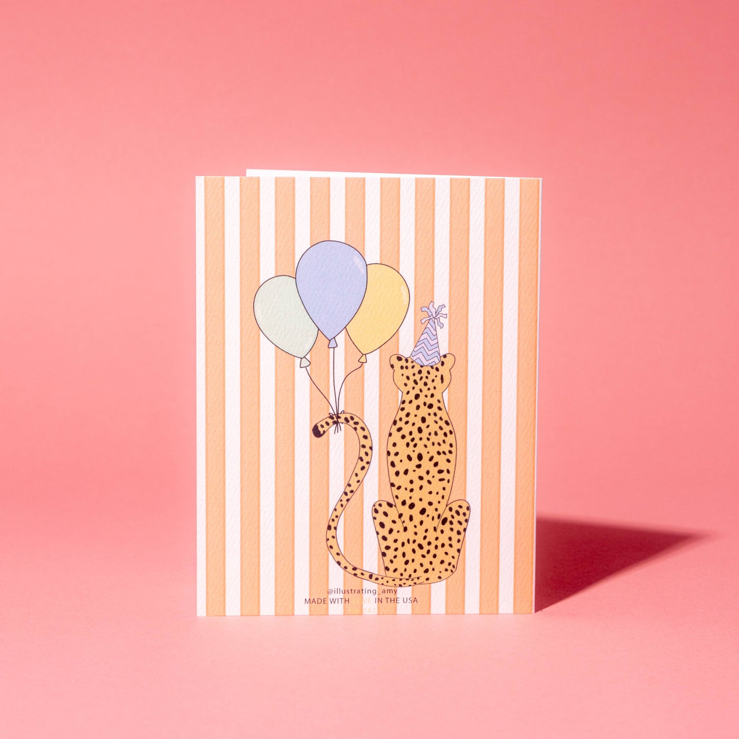 Leopard Balloon Happy Birthday Card