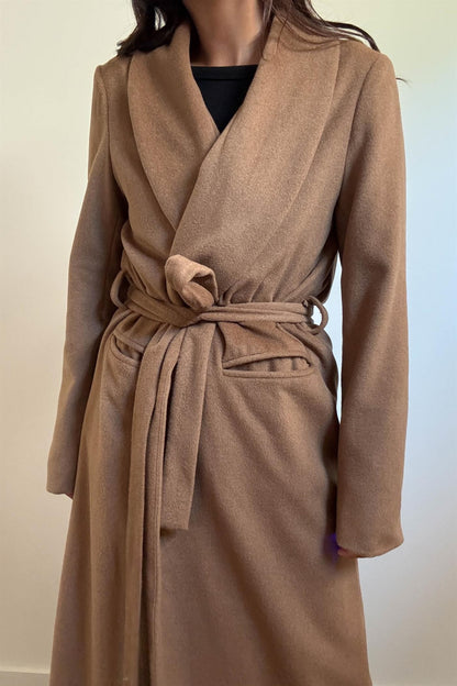 Wool Blend Slim Coat | Camel