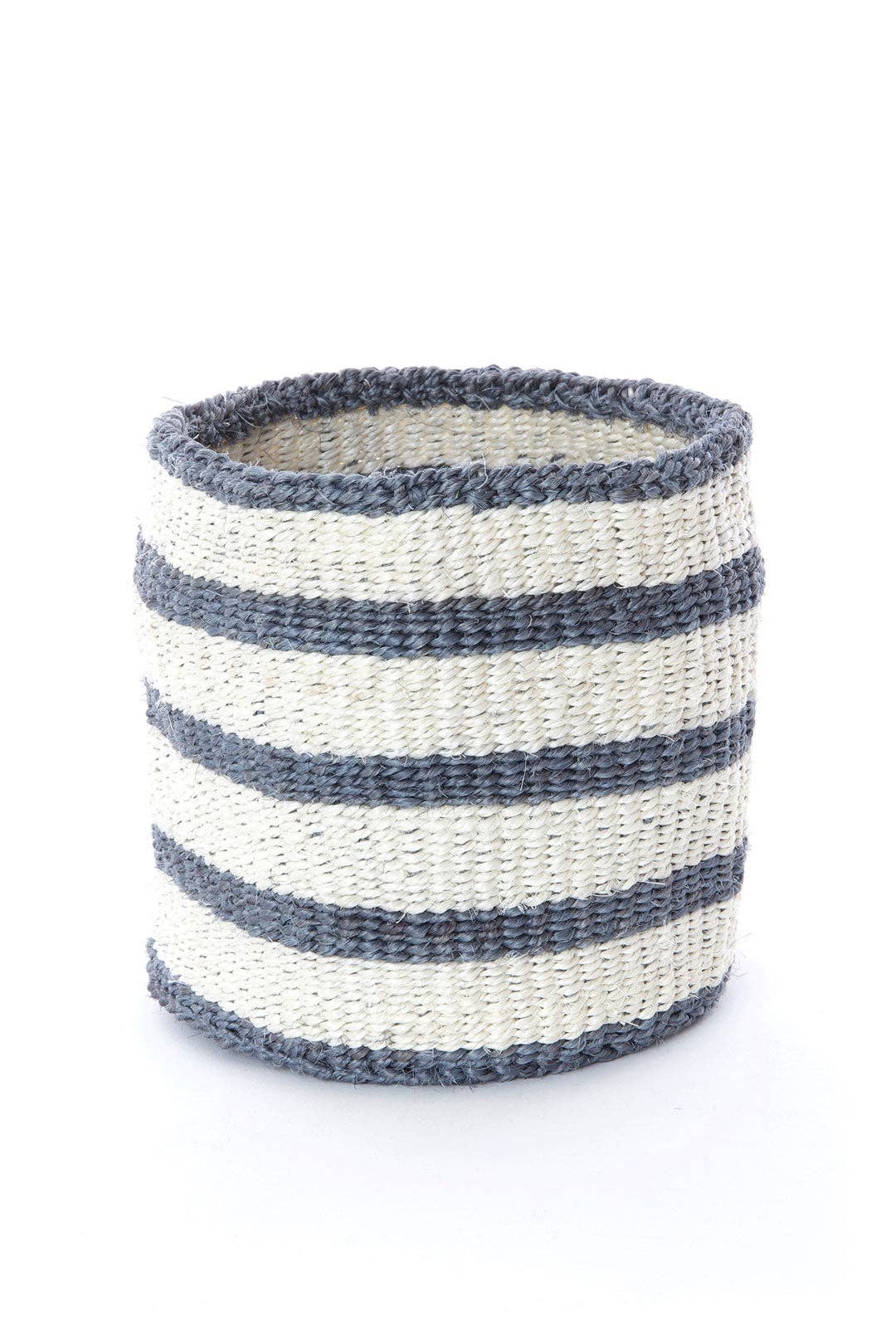 Sisal Basket with Dove Gray Stripes