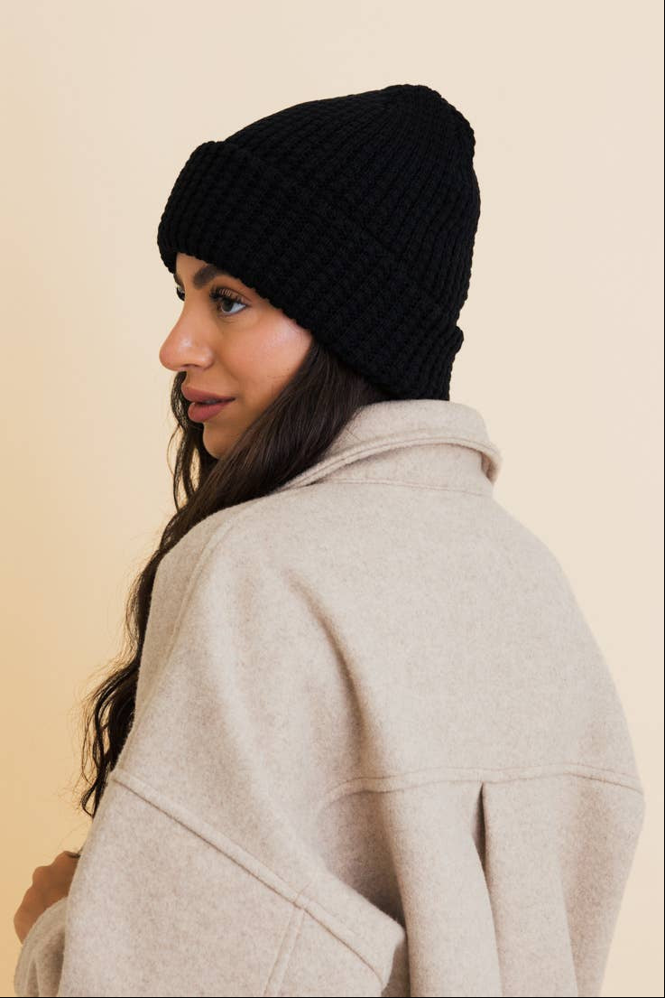 Toasty Waffle Beanie | Black