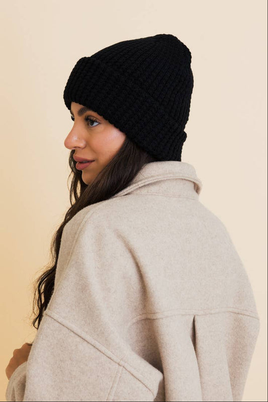 Toasty Waffle Beanie | Black