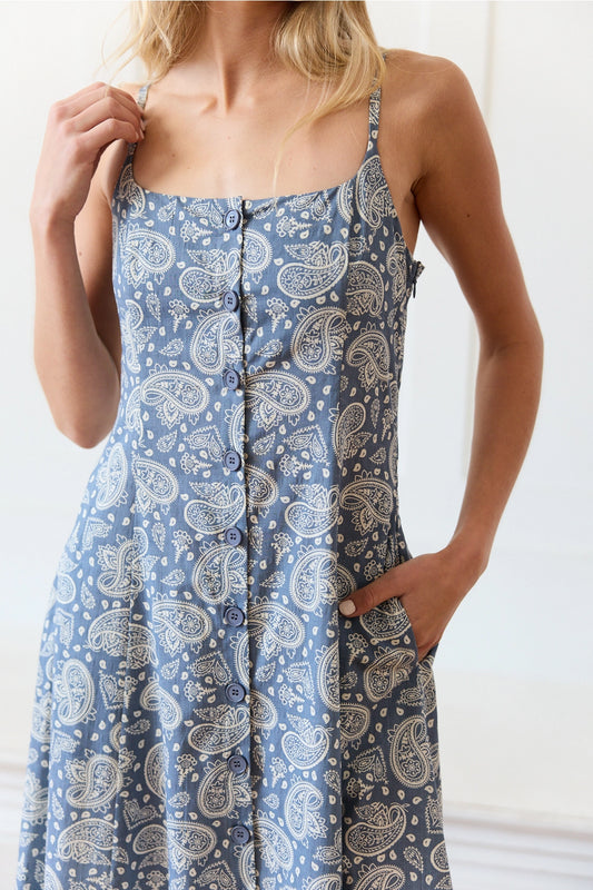 Blue Paisley Maxi Dress
