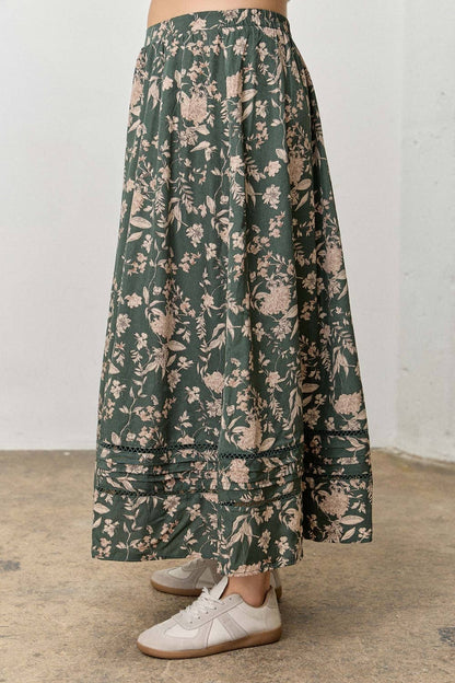 Florals + Lace Midi Skirt | Extended