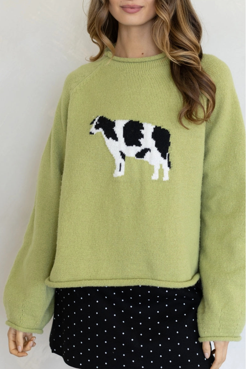 Cow Sweater | Olive