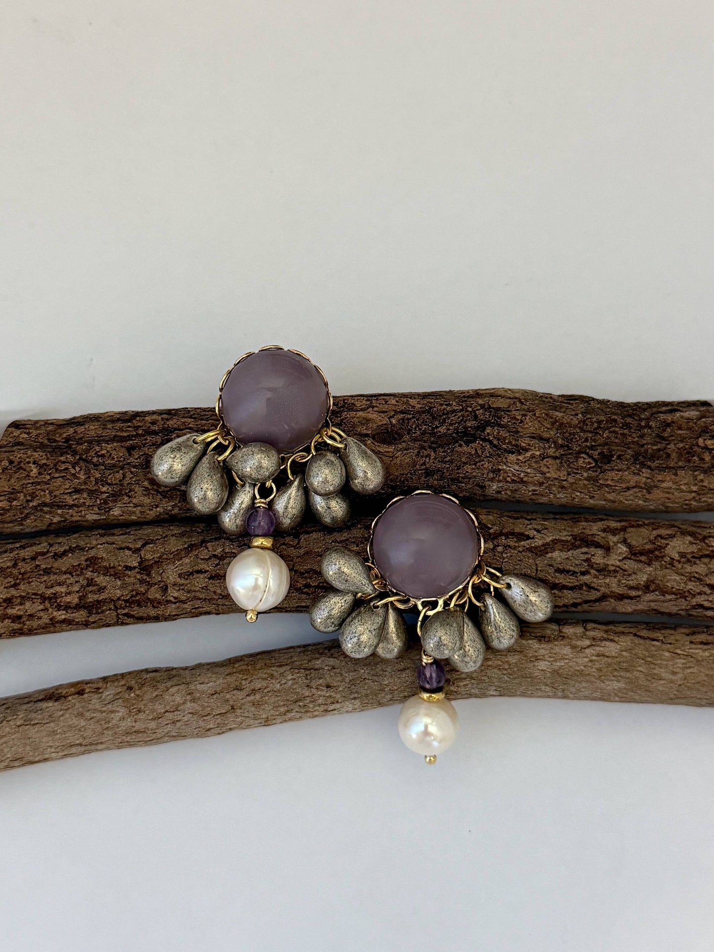 Olwen Earrings | Moonstone + Pearl