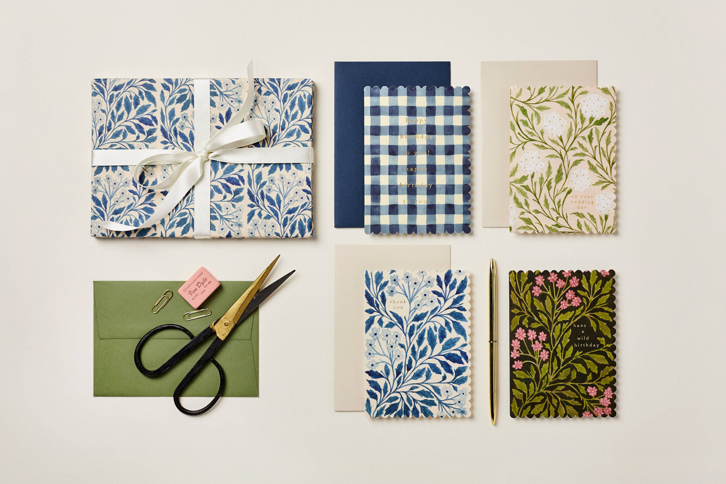 Blue Flora Rolled Gift Wrap