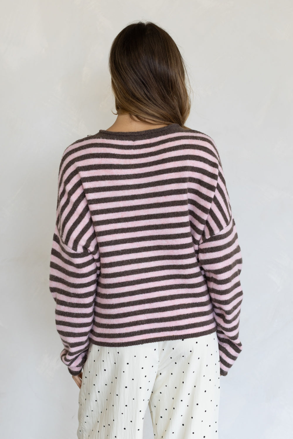 Piper Striped Pullover Sweater | Mocha + Pink