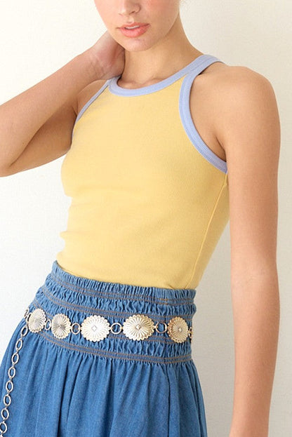 Low-Key Contrast Tank Top | Yellow + Blue