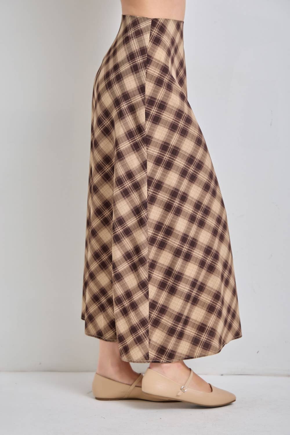 Plaid To The Bone Midi Skirt | Coffee
