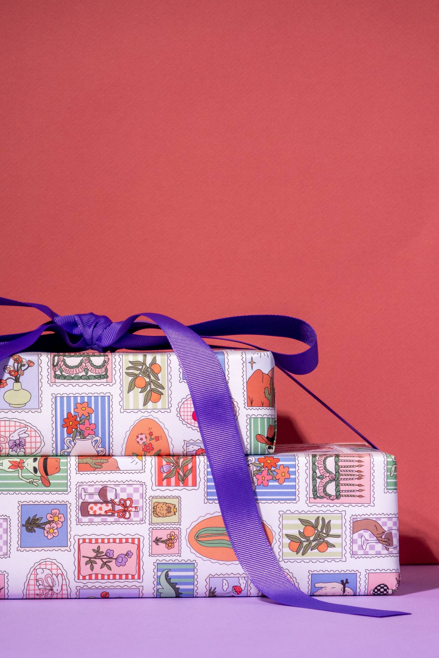 Stamp Print Rolled Gift Wrap