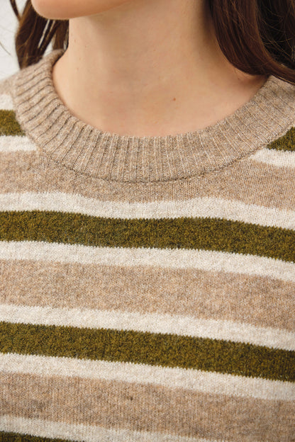 Cozy Striped Sweater | Mushroom