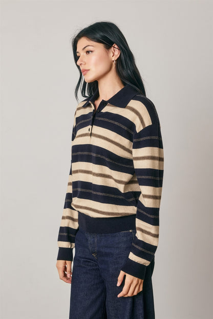 Hudson Stripe Polo Sweater