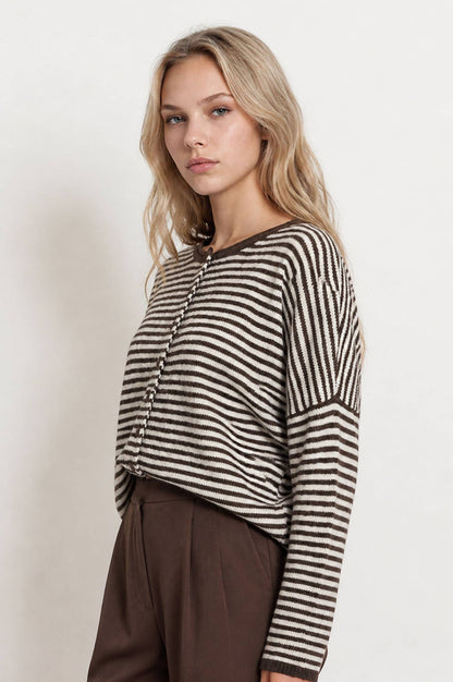 Piper Mini Stripe Cardigan | Brown