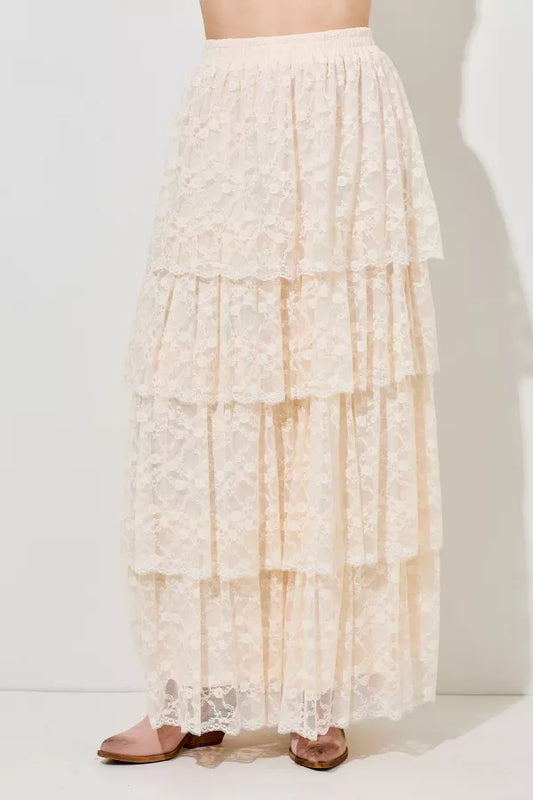 Edith Tiered Lace Maxi Skirt