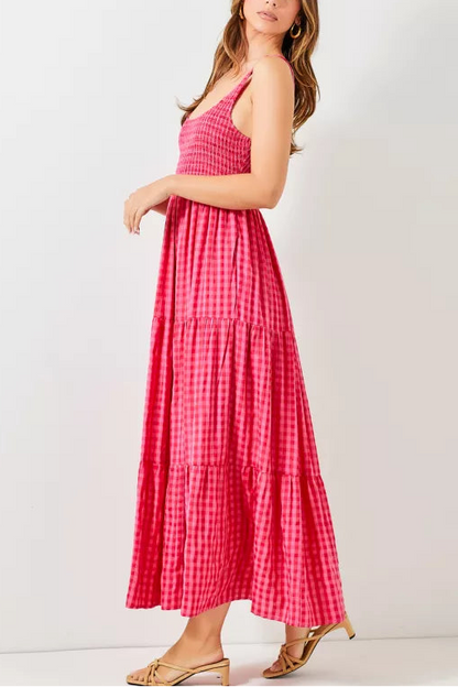 Summer Crush Gingham Midi Dress | Fuchsia