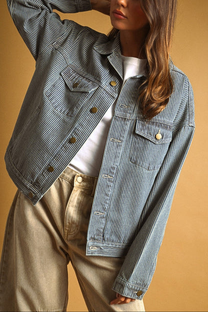 Railroad Stripe Denim Jacket