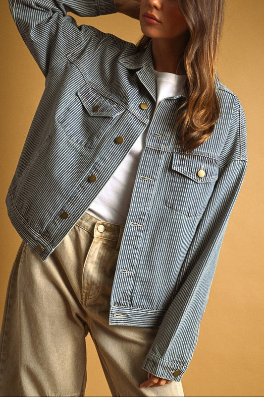 Railroad Stripe Denim Jacket