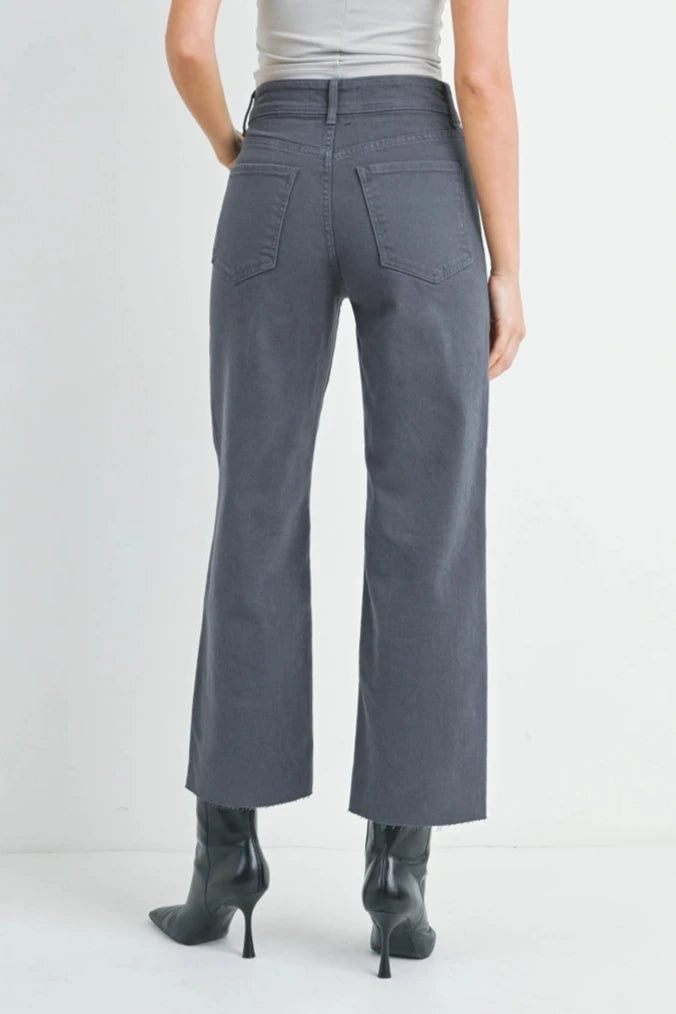 Wide Leg Utility Jeans | Charcoal