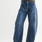 High Rise Barrel Leg Denim | Dark Wash