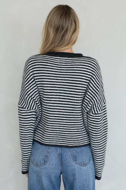 Piper Mini Stripe Cardigan | Charcoal
