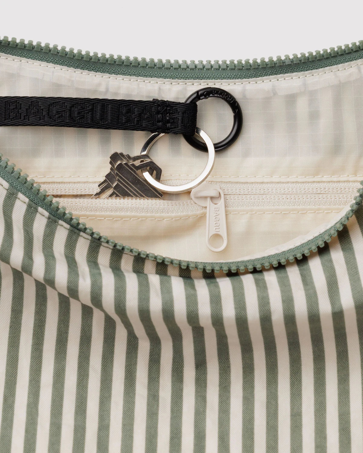 Medium Crescent Bag | Sage Stripe