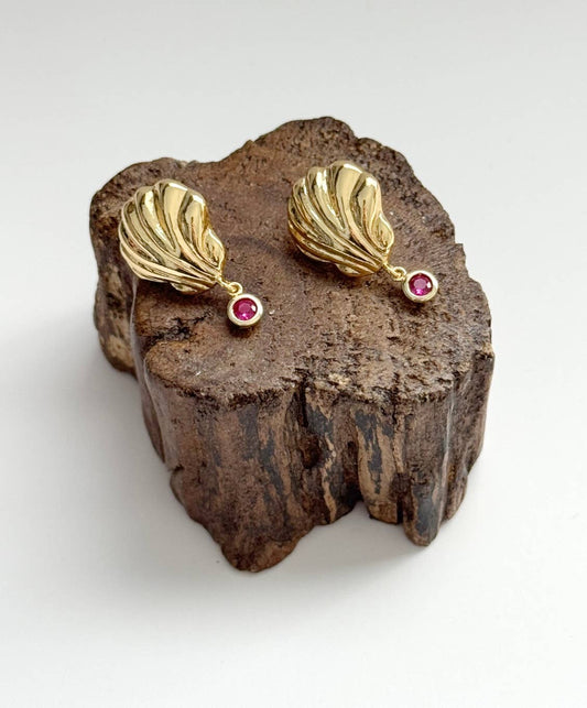 Golden Tide Earrings | Ruby CZ