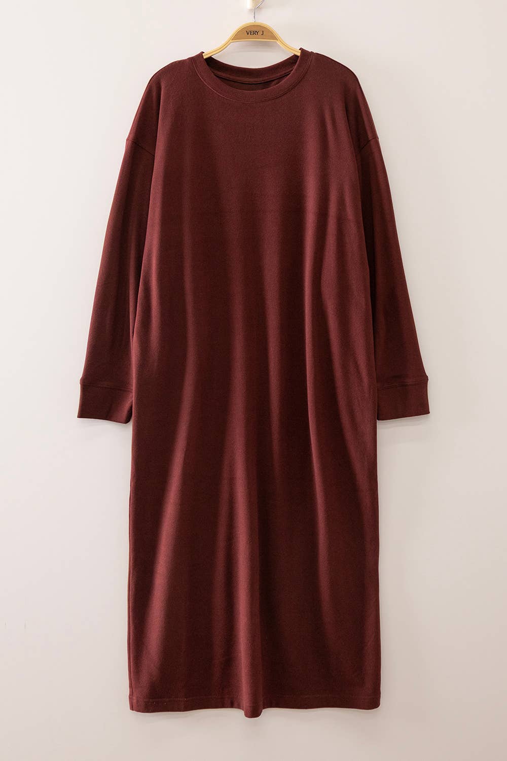 Oversized Lounge Shirt Dress | Burgundy
