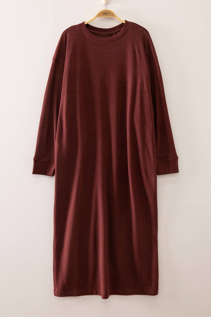 Oversized Lounge Shirt Dress | Burgundy