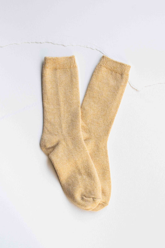 Wool Cashmere Blend Socks | Mustard