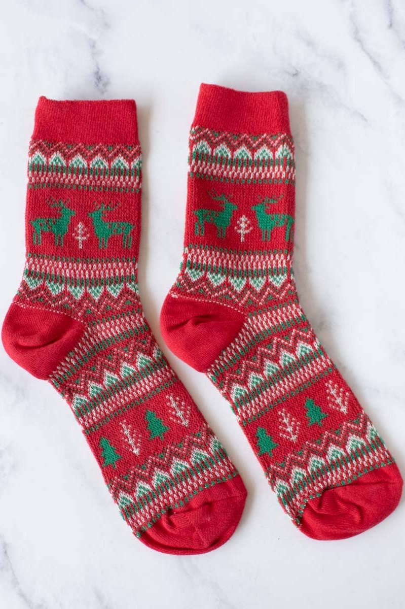 Holiday Deer Socks | Red