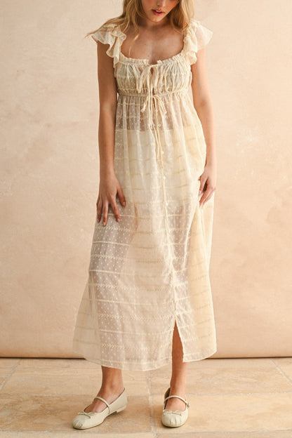 Sheer Textured Chiffon Dress