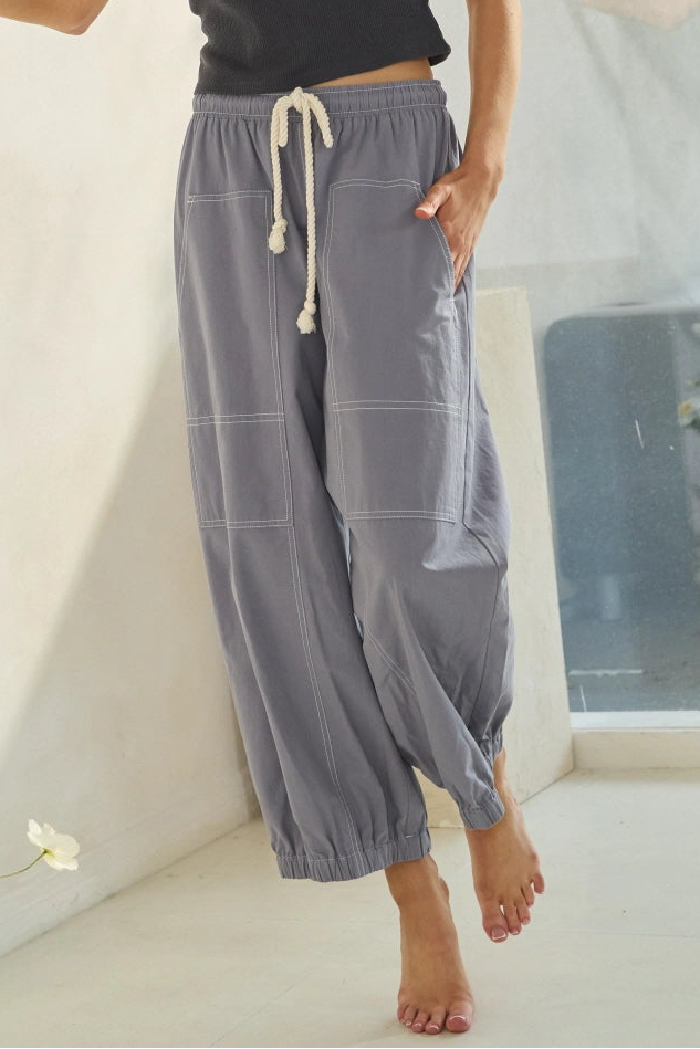 Contrast Stitching Pants | Denim | Extended