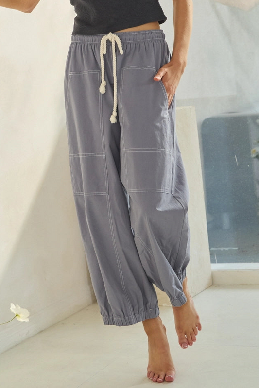 Contrast Stitching Pants | Denim | Extended
