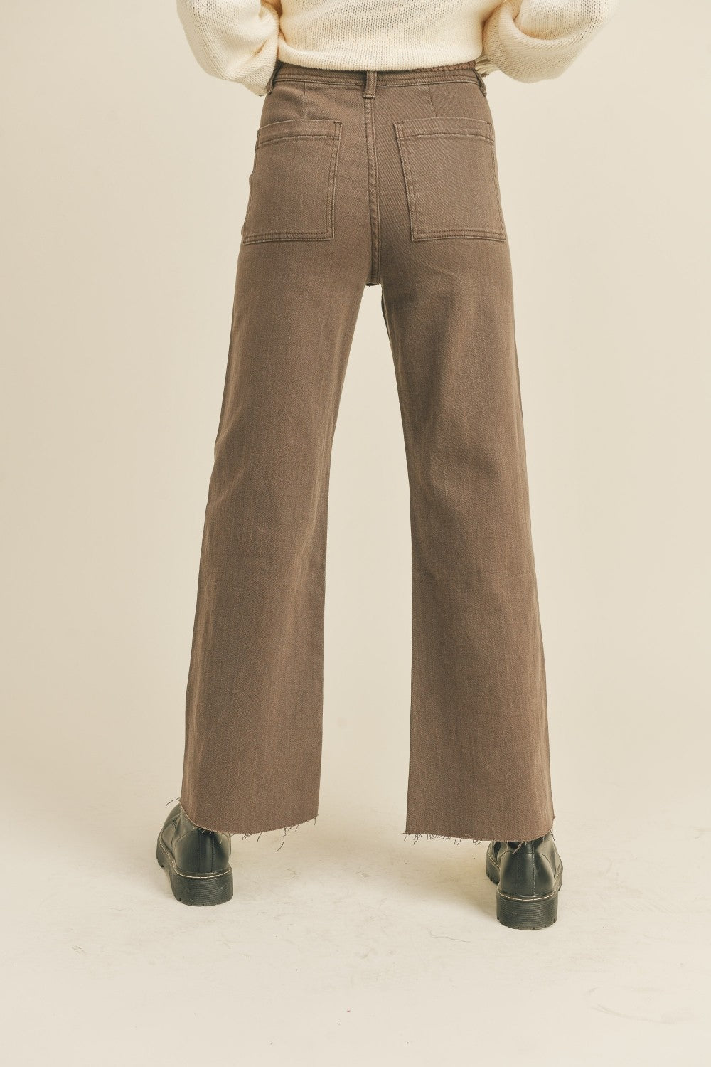 Straight Wide Leg Pants | Brown